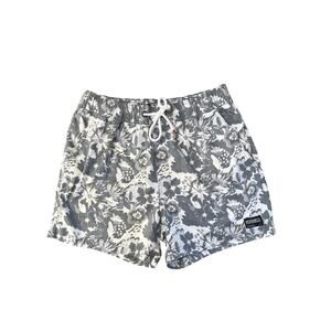 Ezekiel Mens swim trunks grey and white floral with drawstring closure Size 30